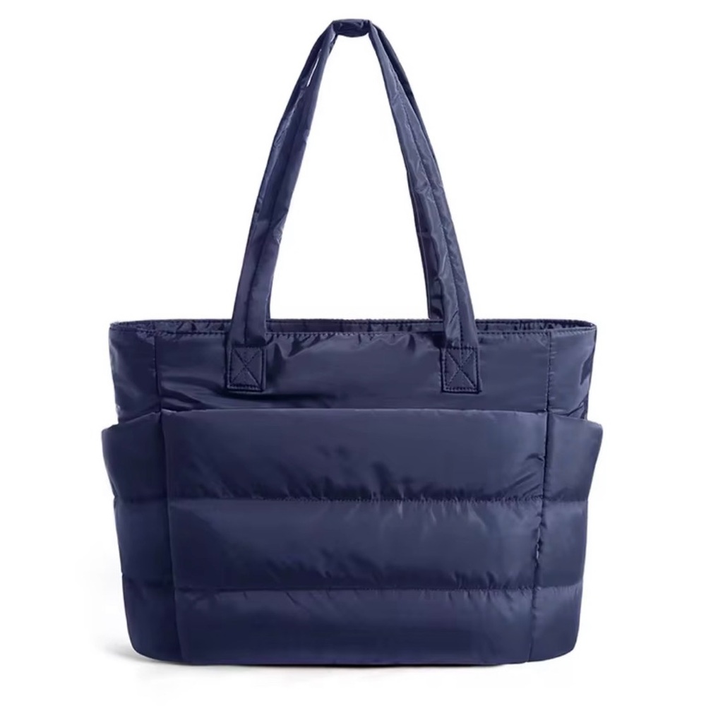 Elegant Navy Quilted Laptop Tote Bag